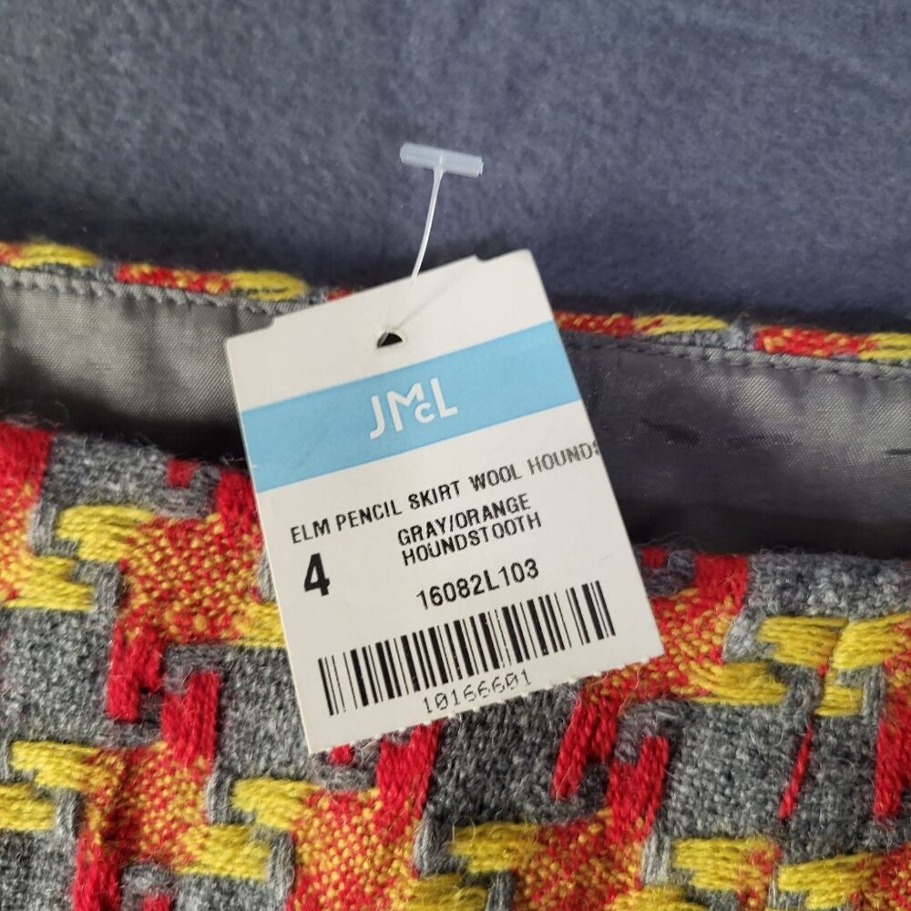 J. McLaughlin Women's Sz 4 Wool Blend Print Mini Pencil Skirt Houndstooth - Picture 5 of 5